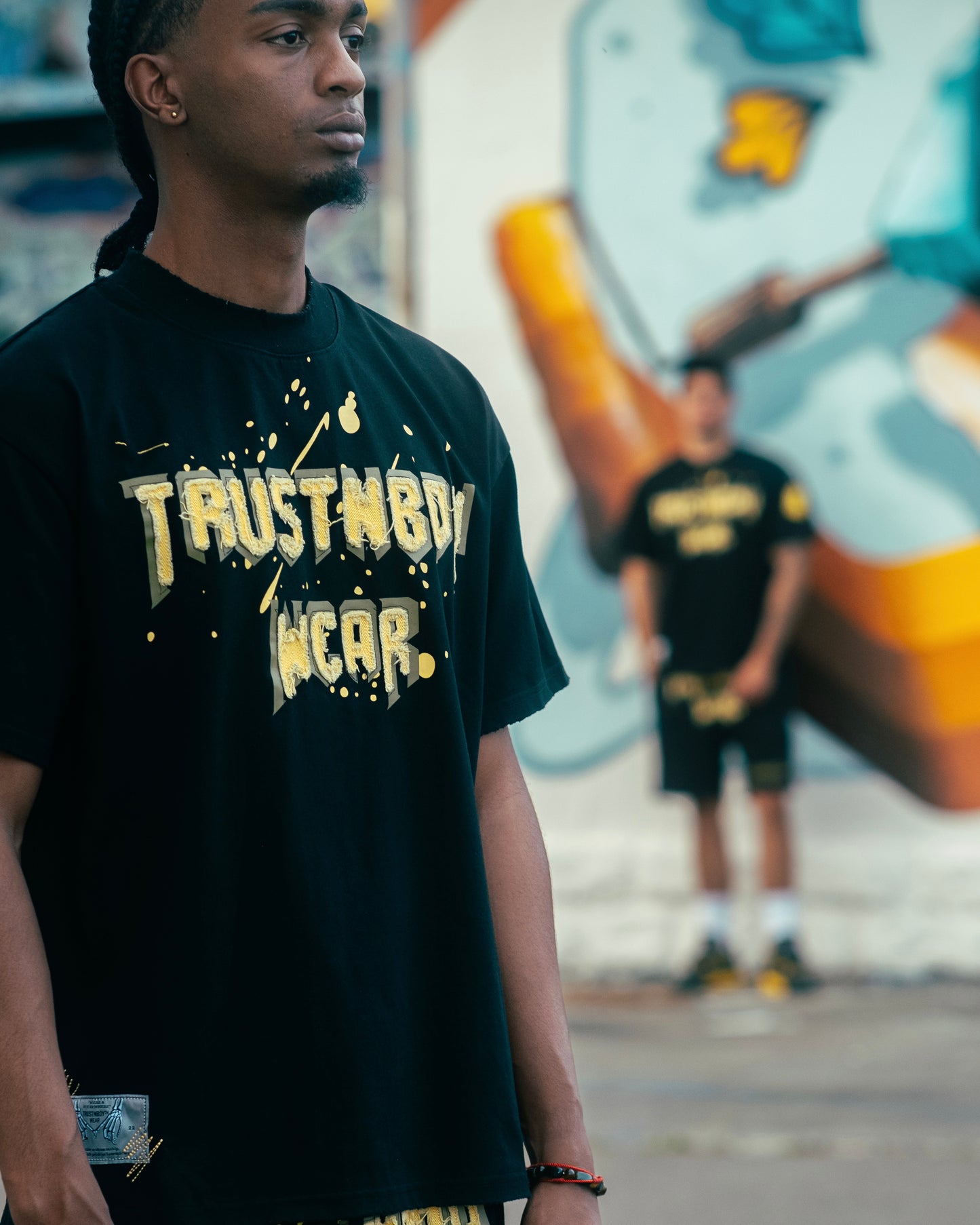 Distressed Black Tee